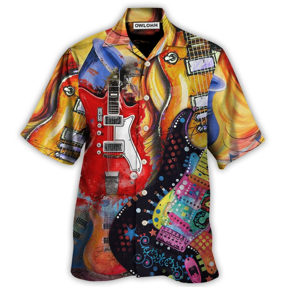 Hawaiian Shirt / Adults / S Guitar Galaxy Amazing Background Colorful - Hawaiian Shirt - Owls Matrix LTD