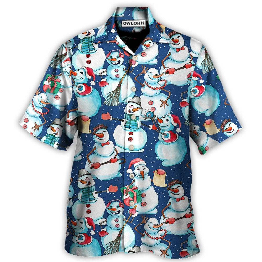 Hawaiian Shirt / Adults / S Christmas Happy Snowman Xmas - Hawaiian Shirt - Owls Matrix LTD