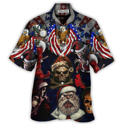 Hawaiian Shirt / Adults / S Skull Christmas USA Eagle Flag Skeleton Art - Hawaiian Shirt - Owls Matrix LTD