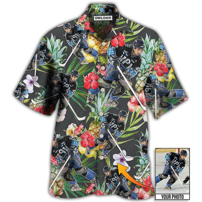 Hawaiian Shirt / Adults / S Hockey Tropical Flower Pineapple Custom Photo - Hawaiian Shirt - Owls Matrix LTD