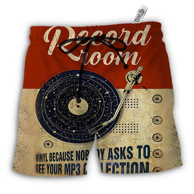 Beach Short / Adults / S Music Retro Record Room - Beach Short - Owls Matrix LTD