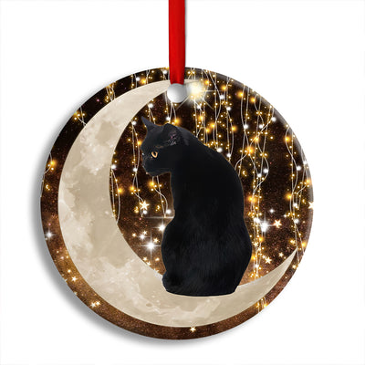Pack 1 Black Cat And Moon Bright - Circle Ornament - Owls Matrix LTD