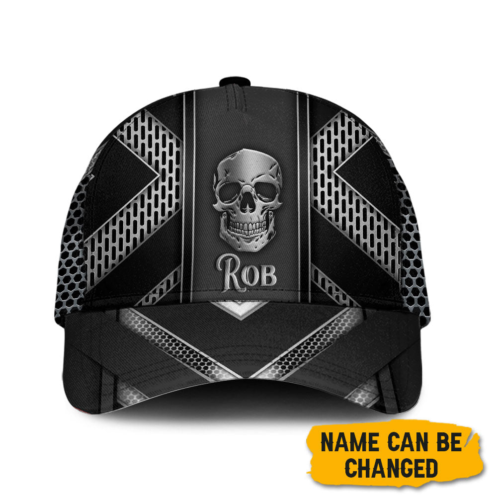 One Size Black And White Cool Skull Personalized - Classic Cap - Owls Matrix LTD