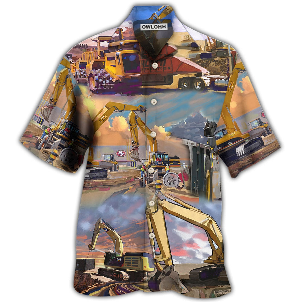 Hawaiian Shirt / Adults / S Crane Construction Art Office - Hawaiian Shirt - Owls Matrix LTD