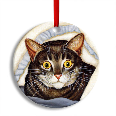 Pack 1 Cat Cute Tabby Art Style - Circle Ornament - Owls Matrix LTD
