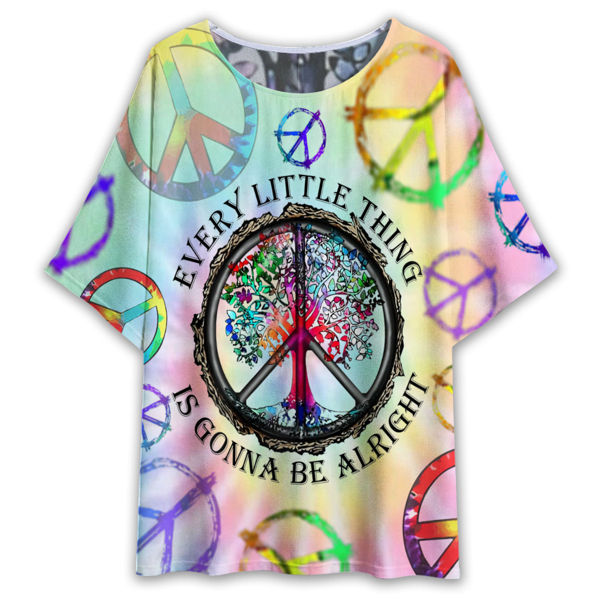 S Hippie Every Little Thing Is Gonna Be Alright - Women's T-shirt With Bat Sleeve - Owls Matrix LTD