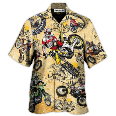 Hawaiian Shirt / Adults / S Motocross Lover Motorcycle Biker Vintage Art Style - Hawaiian Shirt - Owls Matrix LTD
