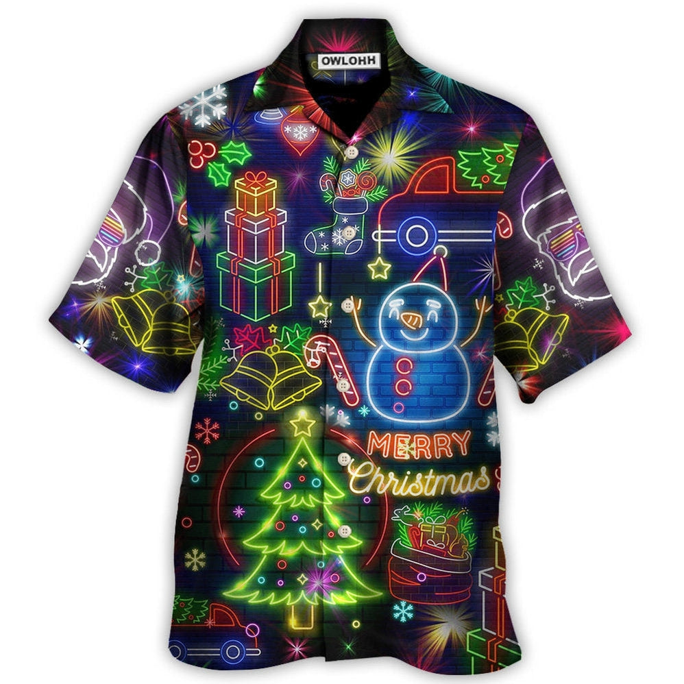 Hawaiian Shirt / Adults / S Christmas Bright Neon Lighting - Hawaiian Shirt - Owls Matrix LTD
