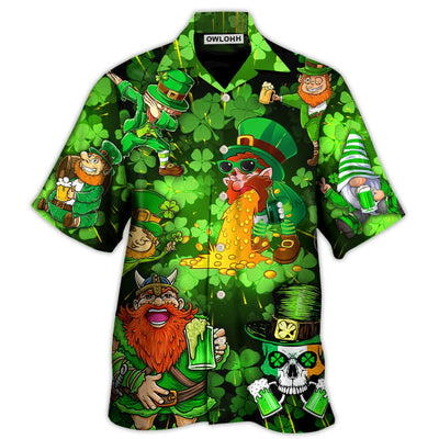 Hawaiian Shirt / Adults / S Irish Beer St Patrick's Day Viking Skull Leprechaun Gnome - Hawaiian Shirt - Owls Matrix LTD