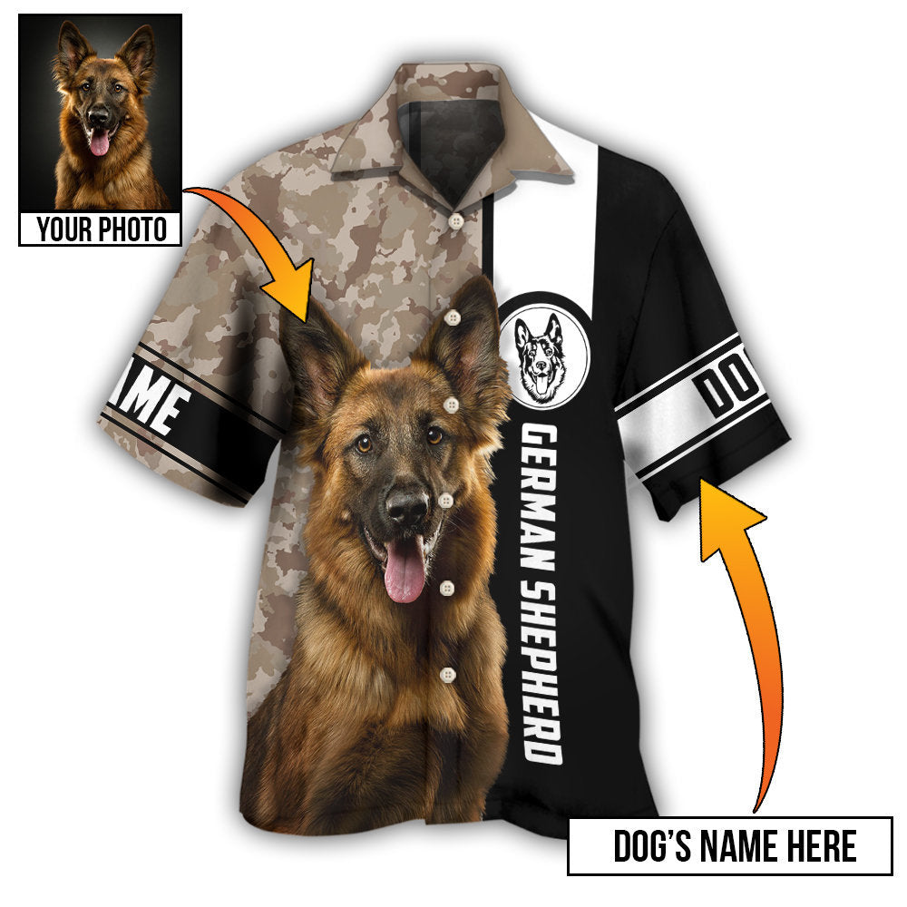 Brown Camouflage / Adults / S German Shepherd My Lovely Dog Custom Photo Personalized - Hawaiian Shirt - Owls Matrix LTD