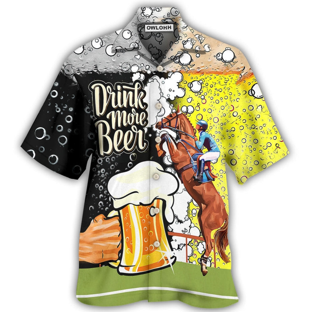Hawaiian Shirt / Adults / S Beer Horse Racing Drink More Beer - Hawaiian Shirt - Owls Matrix LTD