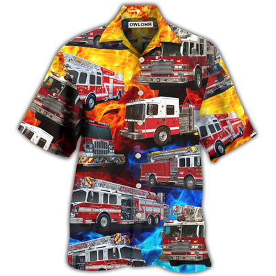 Hawaiian Shirt / Adults / S Fire Truck Fire Life - Hawaiian Shirt - Owls Matrix LTD