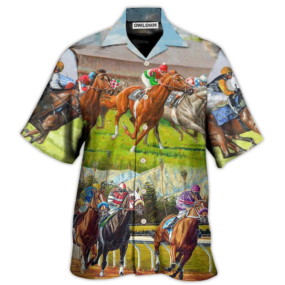 Hawaiian Shirt / Adults / S Horse Racing Don't Look Back - Hawaiian Shirt - Owls Matrix LTD