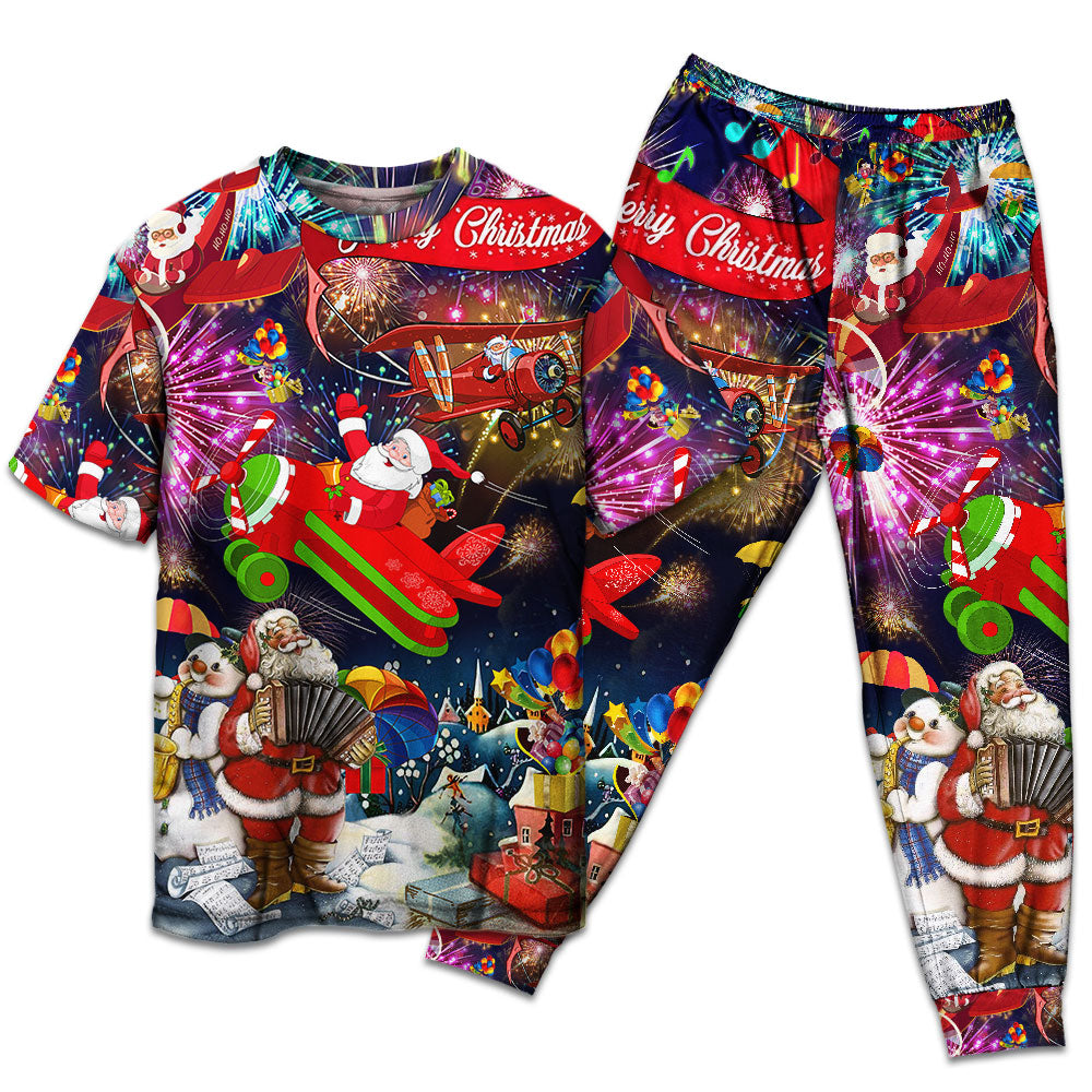 T-shirt + Pants / S Christmas Spreading Merry Xmas - Pajamas Short Sleeve - Owls Matrix LTD