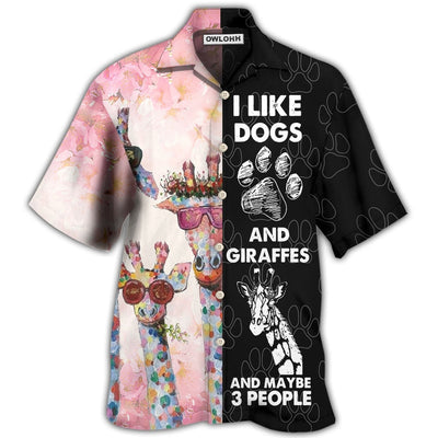 Hawaiian Shirt / Adults / S Giraffe Dog I Like Dogs And Giraffes - Hawaiian Shirt - Owls Matrix LTD