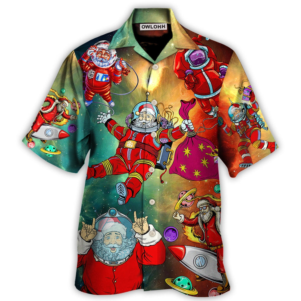 Hawaiian Shirt / Adults / S Christmas Santa Claus Astronaut Story In The Galaxy - Hawaiian Shirt - Owls Matrix LTD