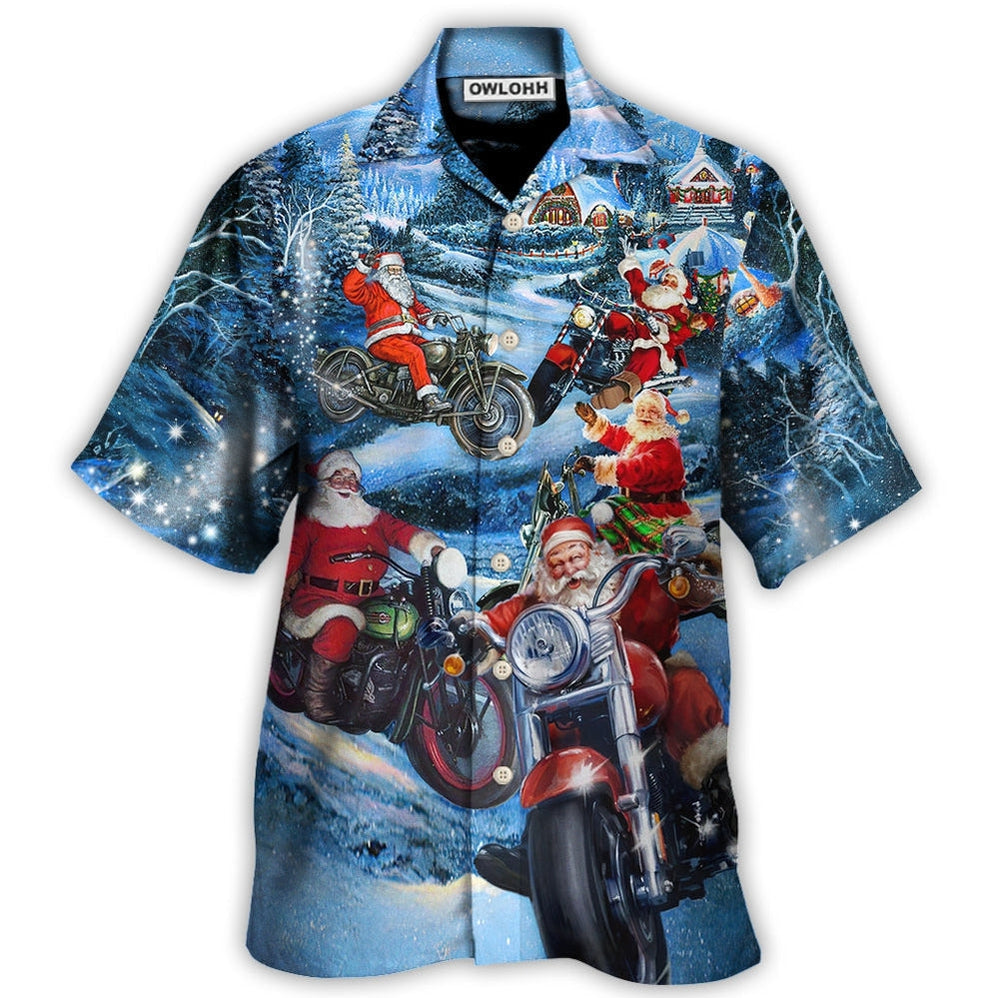Hawaiian Shirt / Adults / S Christmas Driving With Santa Claus In Town - Hawaiian Shirt - Owls Matrix LTD