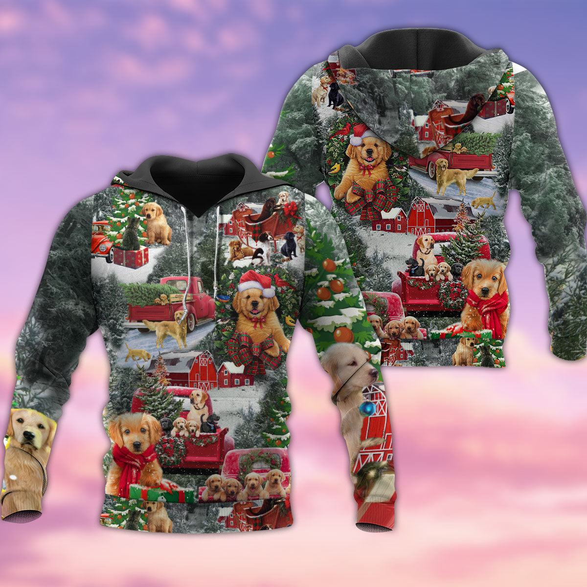 Christmas Dogs Love Xmas Every Time With Cute - Hoodie - Owls Matrix LTD