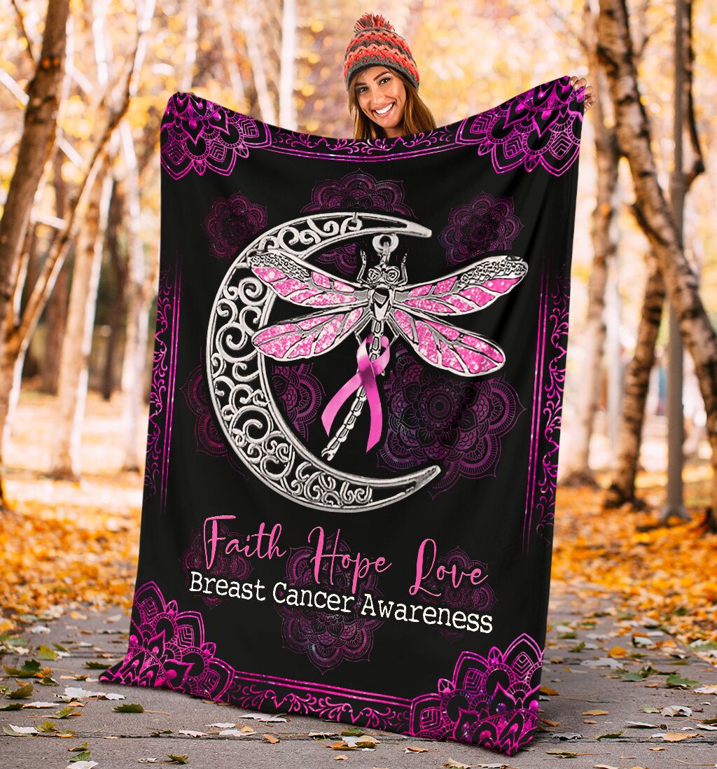 Butterfly Never Give Up Breast Cancer Awareness - Flannel Blanket - Owls Matrix LTD