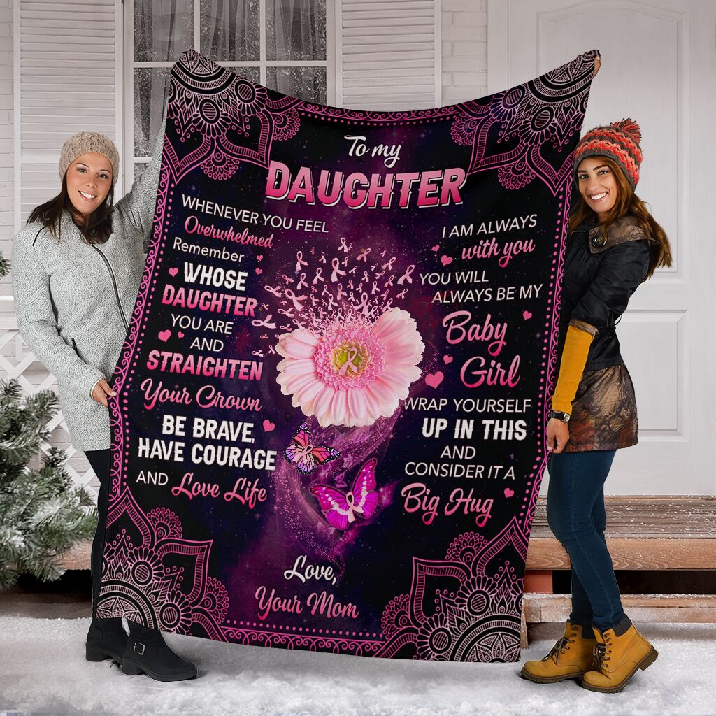 Breast Cancer To My Daughter Be Brave - Flannel Blanket - Owls Matrix LTD