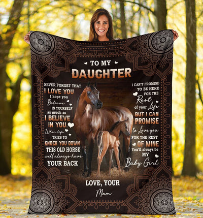 Horse To My Daughter Horse Brown Style - Flannel Blanket - Owls Matrix LTD