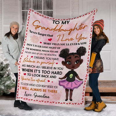 Black Girl To My Granddaughter African - Flannel Blanket - Owls Matrix LTD