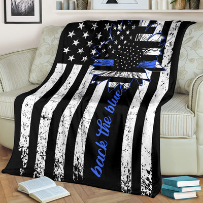 Police Officer Back The Blue - Flannel Blanket - Owls Matrix LTD