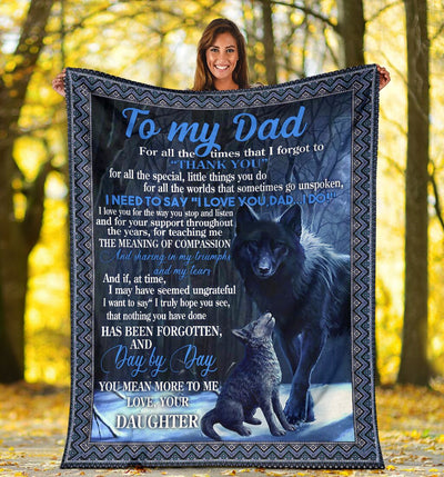 Wolf To My Dad Father's Day I Love You - Flannel Blanket - Owls Matrix LTD
