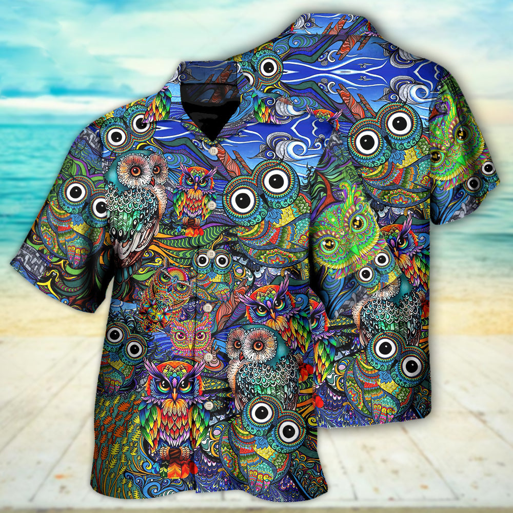 Hippie Owls Peace Life Mix Color Nice Style - Hawaiian Shirt - Owls Matrix LTD