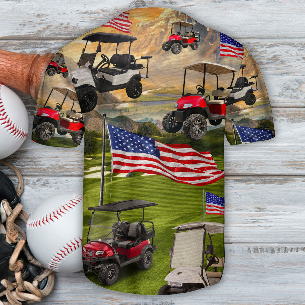 Golf With US Flag Art Style - Baseball Jersey - Owls Matrix LTD