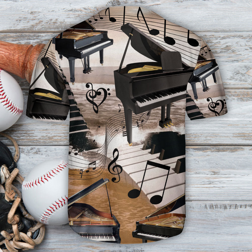 Piano Music Note Vintage Vibe Lover Art Style - Baseball Jersey - Owls Matrix LTD