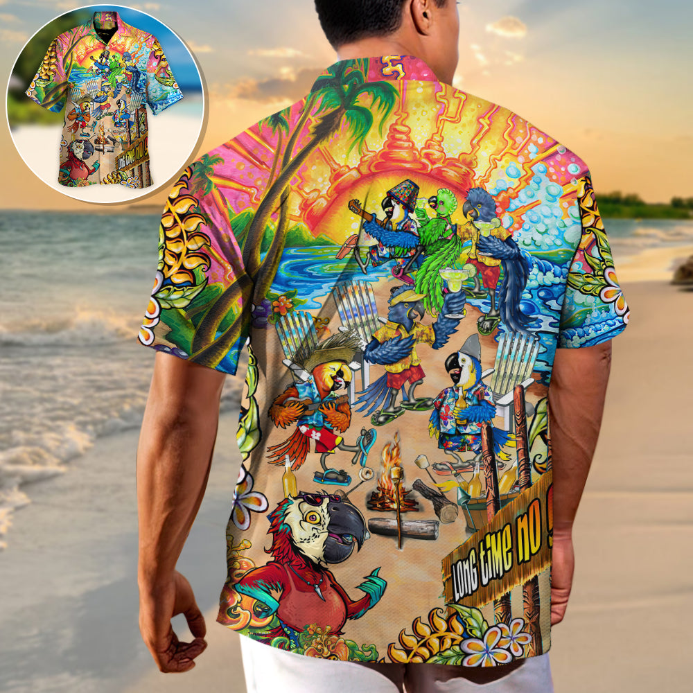 Beach Parrot Long Time No Sea - Hawaiian Shirt