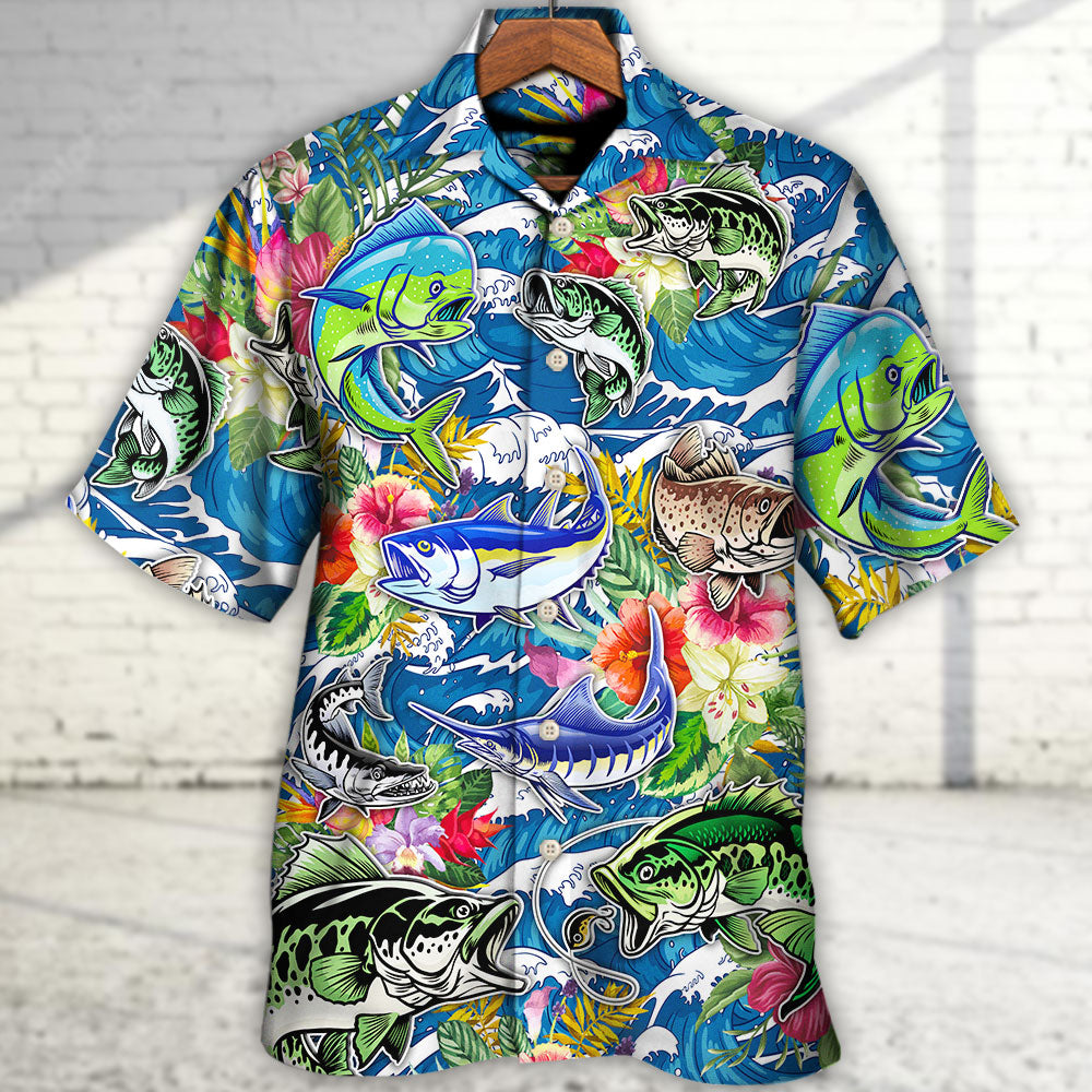 Fishing Hunting Born To Fish Tropical Vibe - Hawaiian Shirt