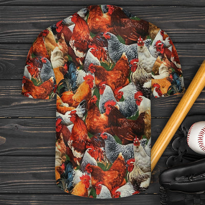 Chicken Farm Style Coloful Art - Baseball Jersey - Owls Matrix LTD