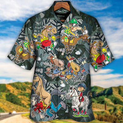 Horse Racing Funny Art - Hawaiian Shirt - Owls Matrix LTD