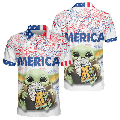 SW Baby Yoda With Beer - Polo Shirt