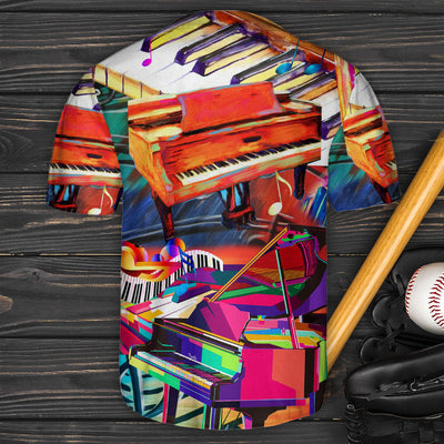 Piano Music Colorful Lover Art Style - Baseball Jersey - Owls Matrix LTD