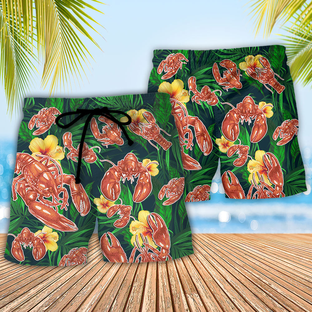 Lobster What Happened When The Crustacean Funny Quote Tropical Vibe Amazing Style - Beach Short