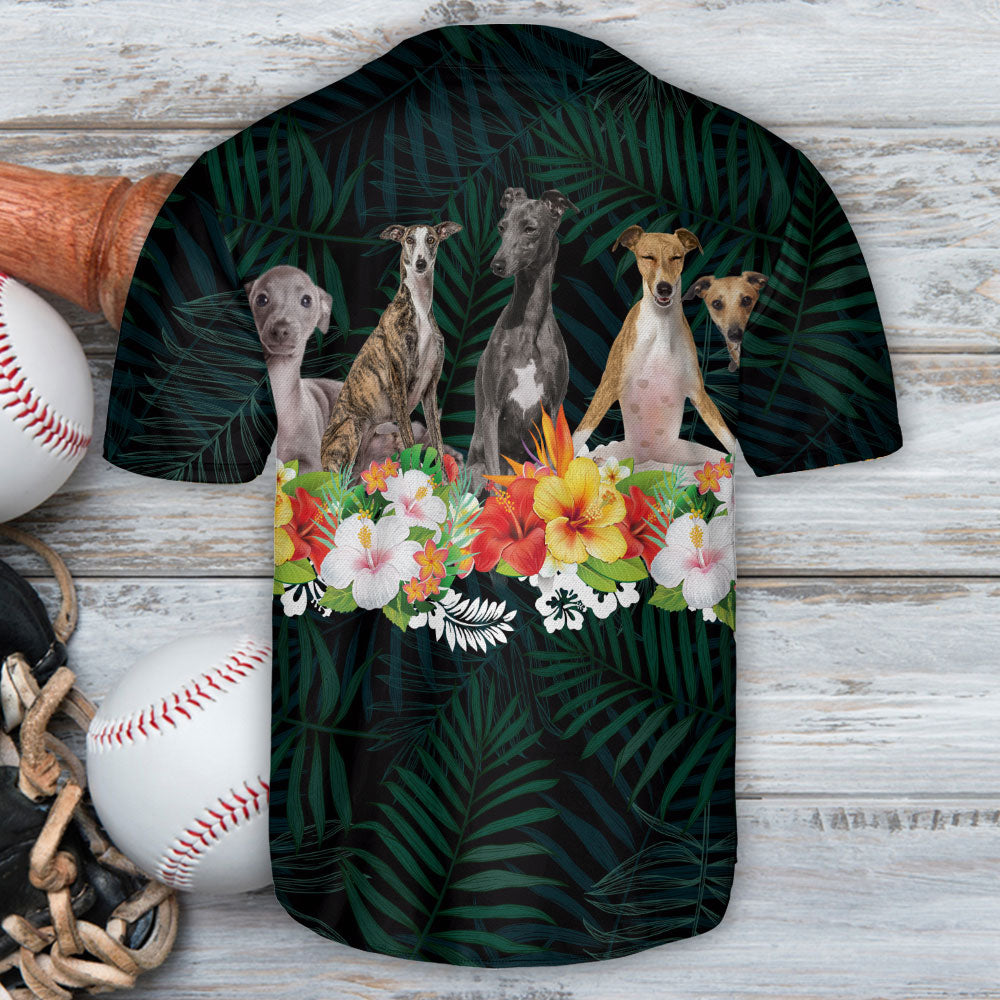 Dog With Tropical Flower Art - Baseball Jersey - Owls Matrix LTD