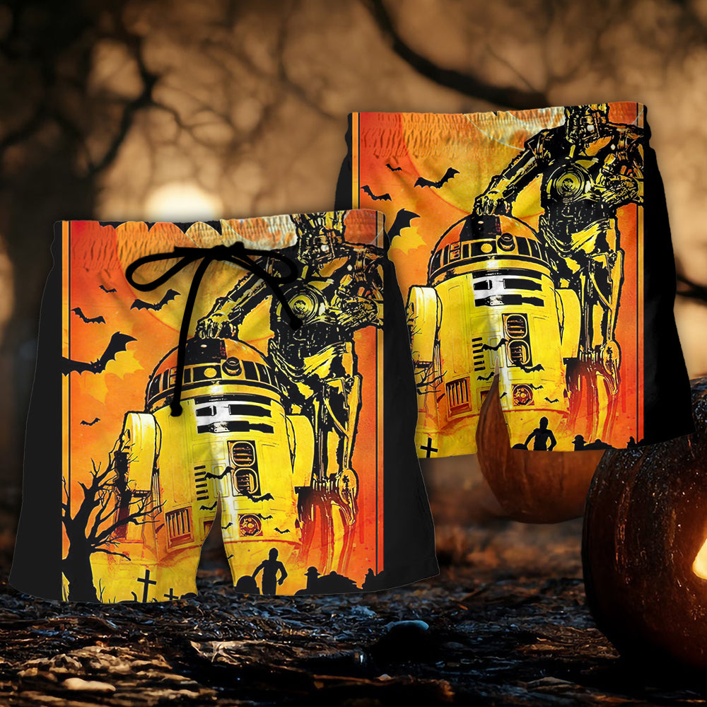 Starwars Halloween R2-D2 and C-3PO Appear - Beach Short