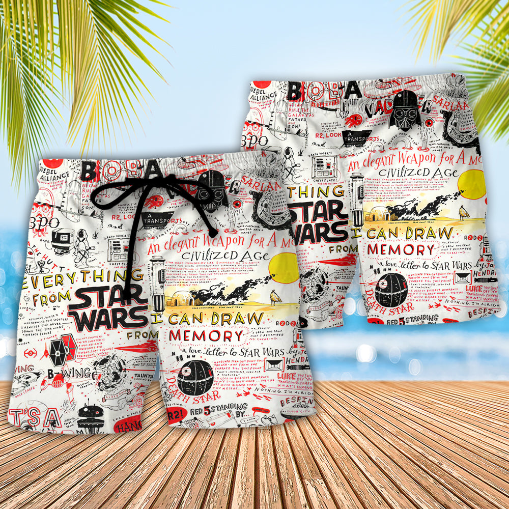 Star Wars All Funny Quotes Comic Style - Beach Short