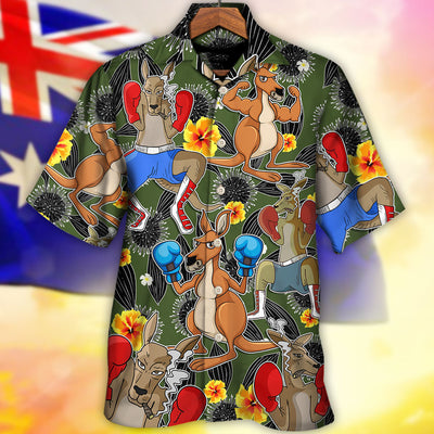 Kangaroo Boxing Tropical Vibe Funny Art - Hawaiian Shirt - Owls Matrix LTD