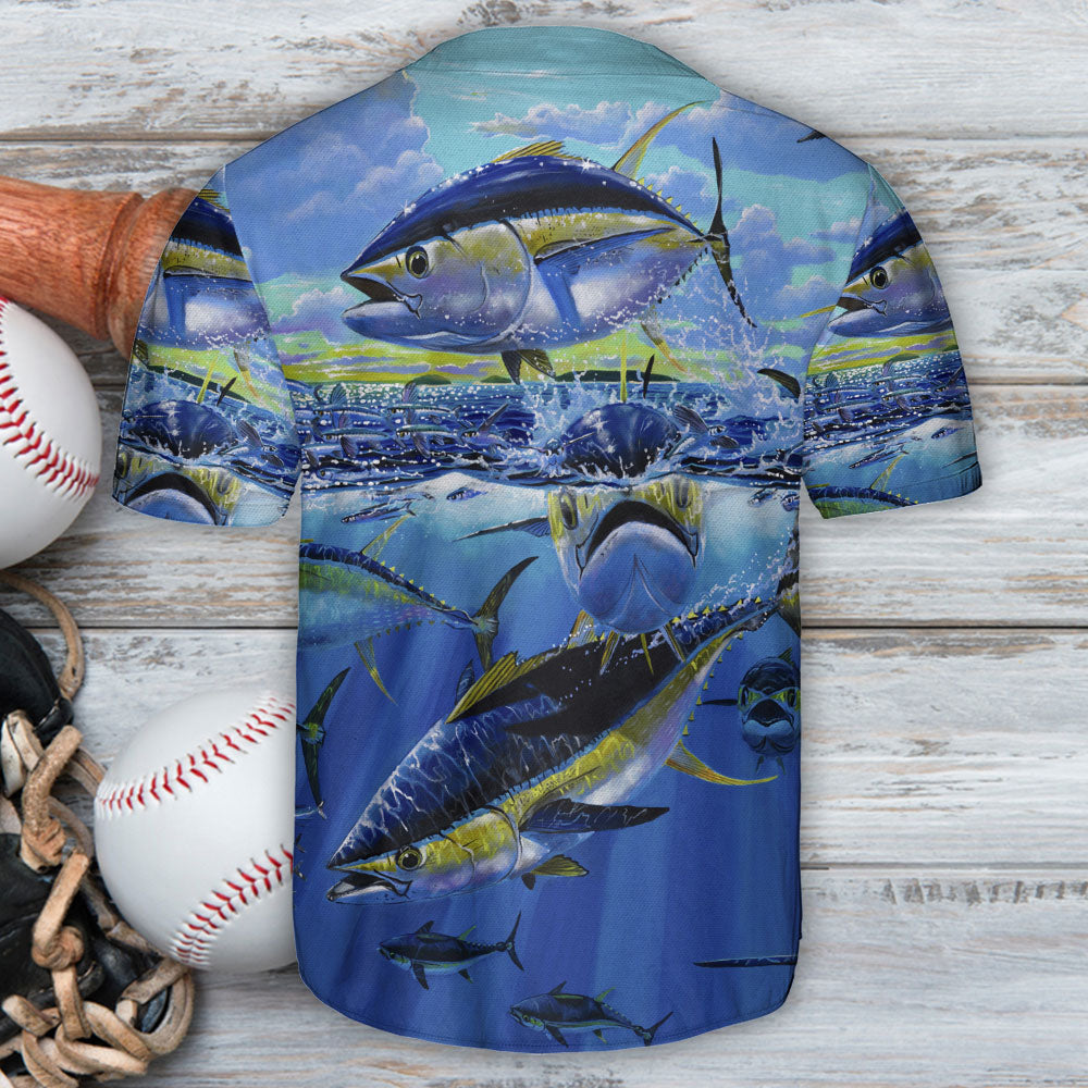 Fishing Funa With Blue Sky Art - Baseball Jersey - Owls Matrix LTD