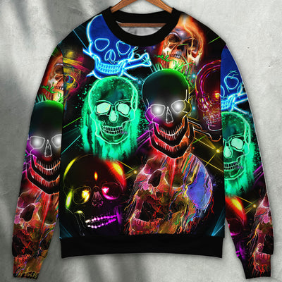 Skull Glowing Colorful Style - Sweater - Ugly Christmas Sweater - Owls Matrix LTD