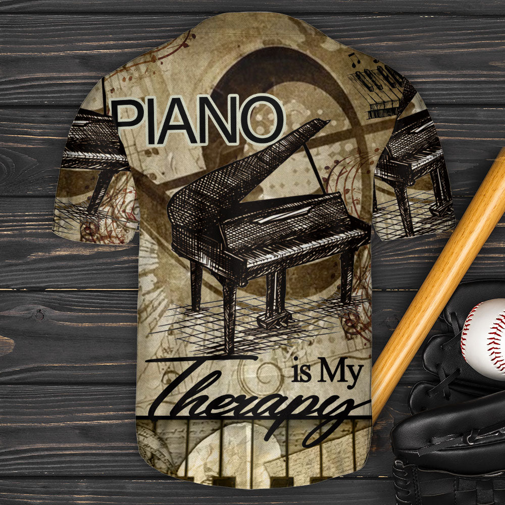 Piano Music Is My Therapy Lover Art Style - Baseball Jersey - Owls Matrix LTD