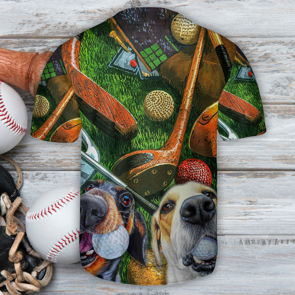 Golf Dog Funny Art Style - Baseball Jersey - Owls Matrix LTD