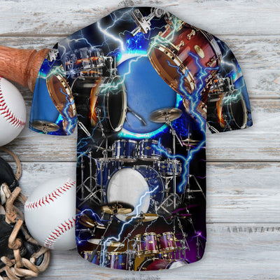 Drum Thunder Lighter Art Style Colorful - Baseball Jersey - Owls Matrix LTD