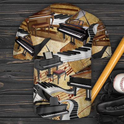 Piano Music Vintage Retro Vibe Lover Art Style - Baseball Jersey - Owls Matrix LTD