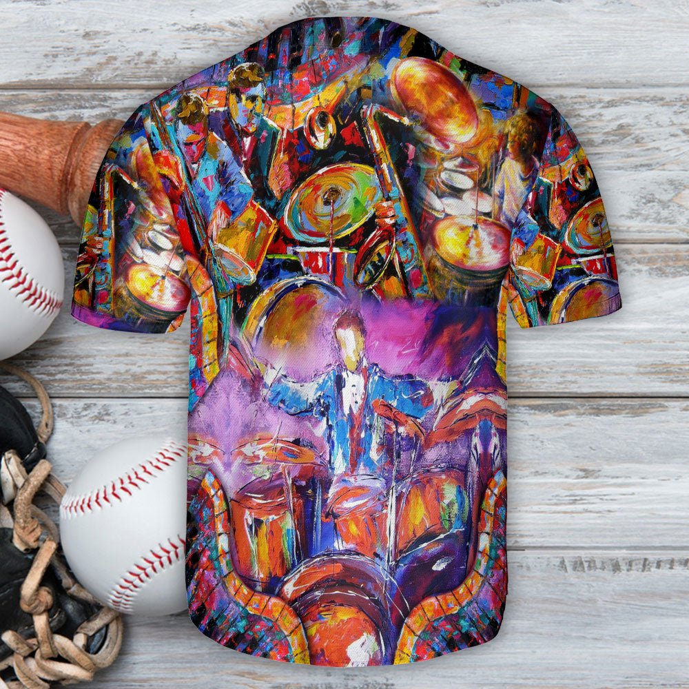 Drum Neon Colorful Style Art- Baseball Jersey - Owls Matrix LTD