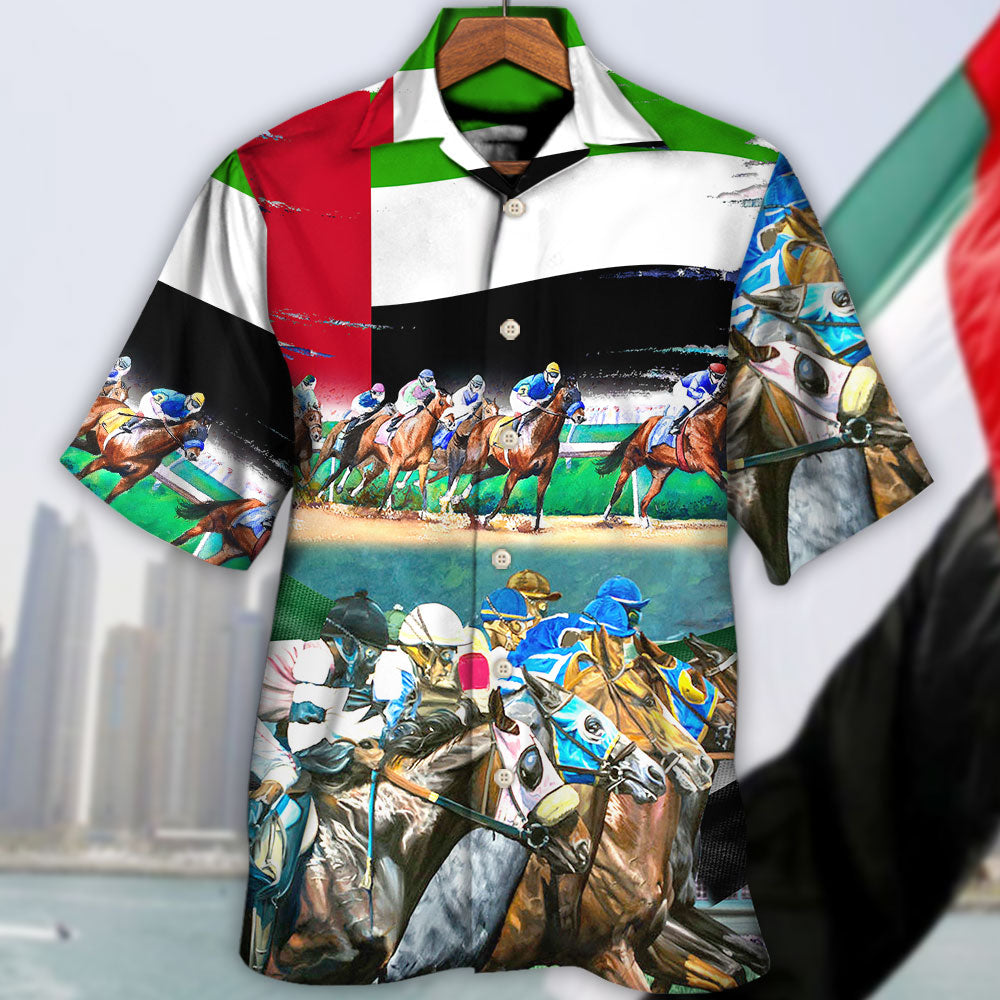 Horse UAE Flag Horse Racing Amazing Seat Lover - Hawaiian Shirt - Owls Matrix LTD